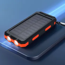 10000mAh Solar Power Bank Dual USB, LED Light, Water-Resistant