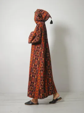 1960's Paisley Hooded Robe Dress