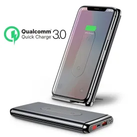 Baseus Wireless Power Bank 10000mah For iPhone XR Xs Max Portable External Battery Pack LCD Display QC3.0 Fast Charger Powerbank