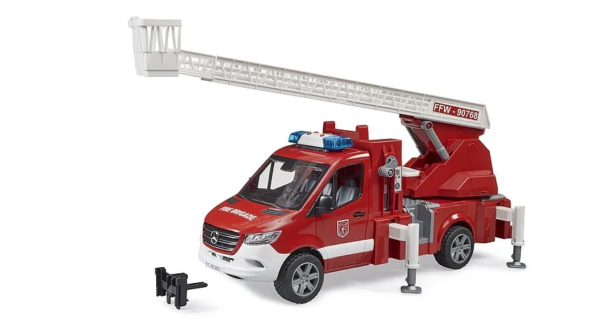 Bruder 2673 MB Sprinter fire service with turntable ladder, pump and light & sound module