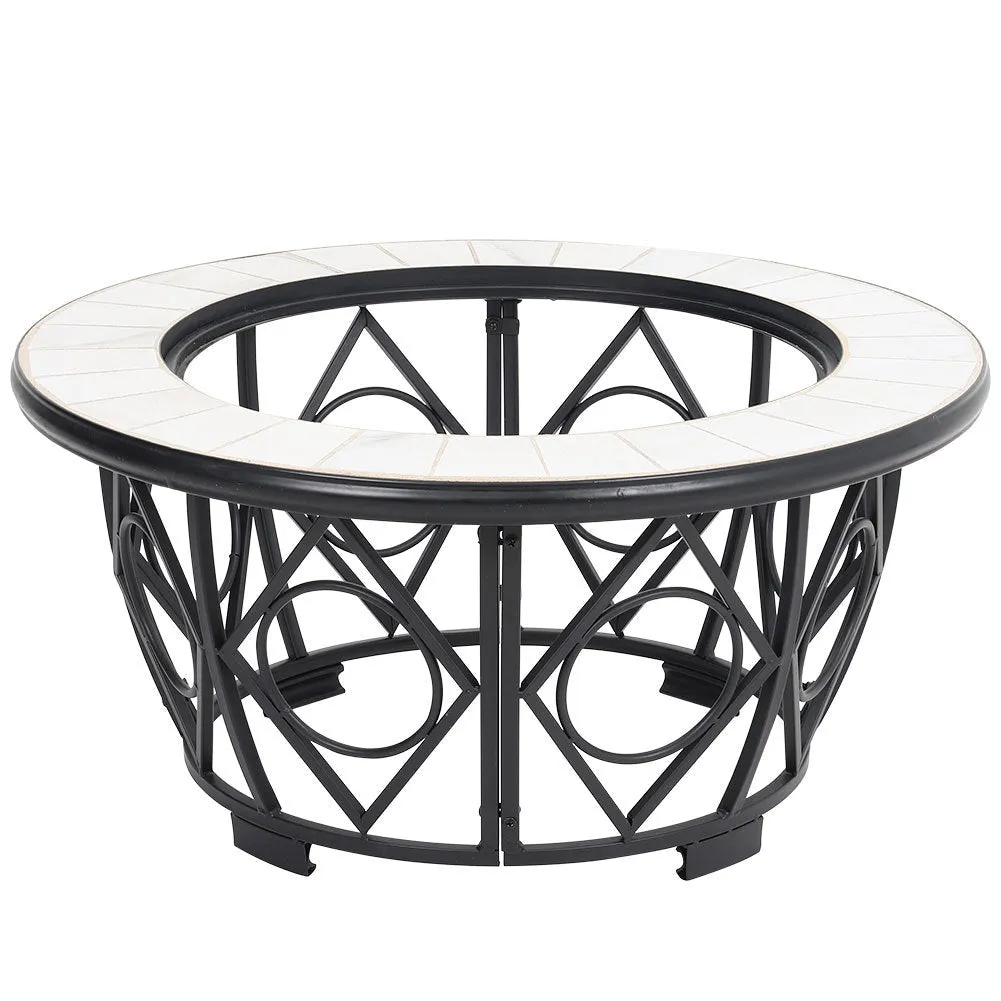 Dia 76 cm Patio White Mosaic Round Fire Pit Multi-functional