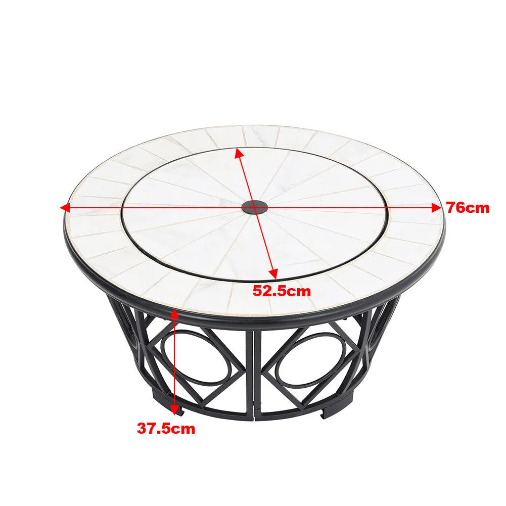 Dia 76 cm Patio White Mosaic Round Fire Pit Multi-functional