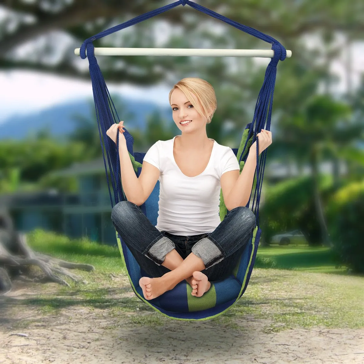 Hanging Rope Hammock Swing Chair - Sorbus