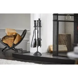 Inglenook Fire 89 - 5 Piece Fireplace Toolset Stand, Shovel, ,Poker, Tongs & Brush - Charcoal