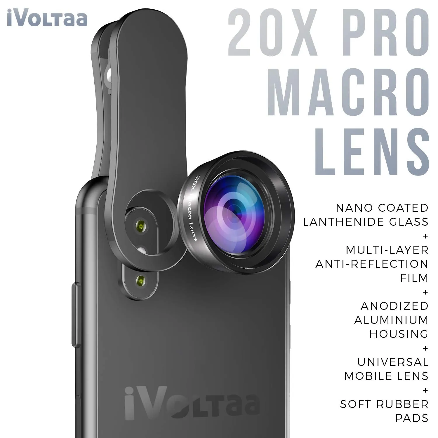 iVoltaa Pro-Macro Kit 20X Universal Mobile Macro Lens (Black)