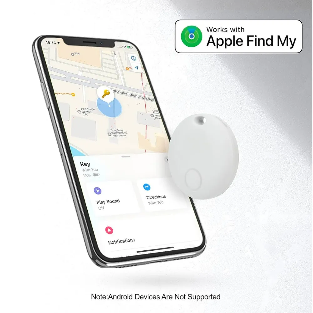 MFI Certified Smart Bluetooth Tracker Works with Apple Find My (iOS only)