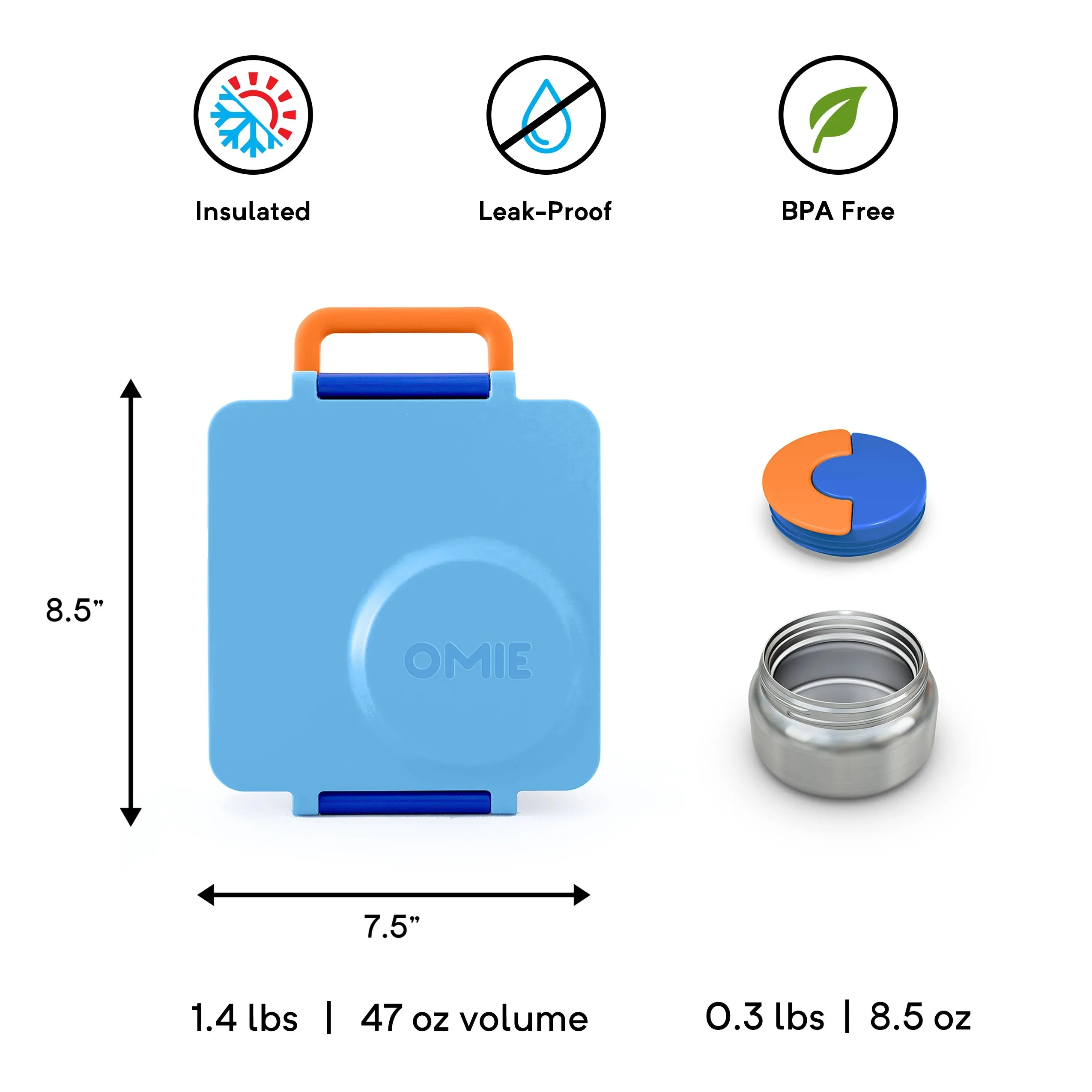 OmieBox Thermal Lunchbox - BLUE SKY V2