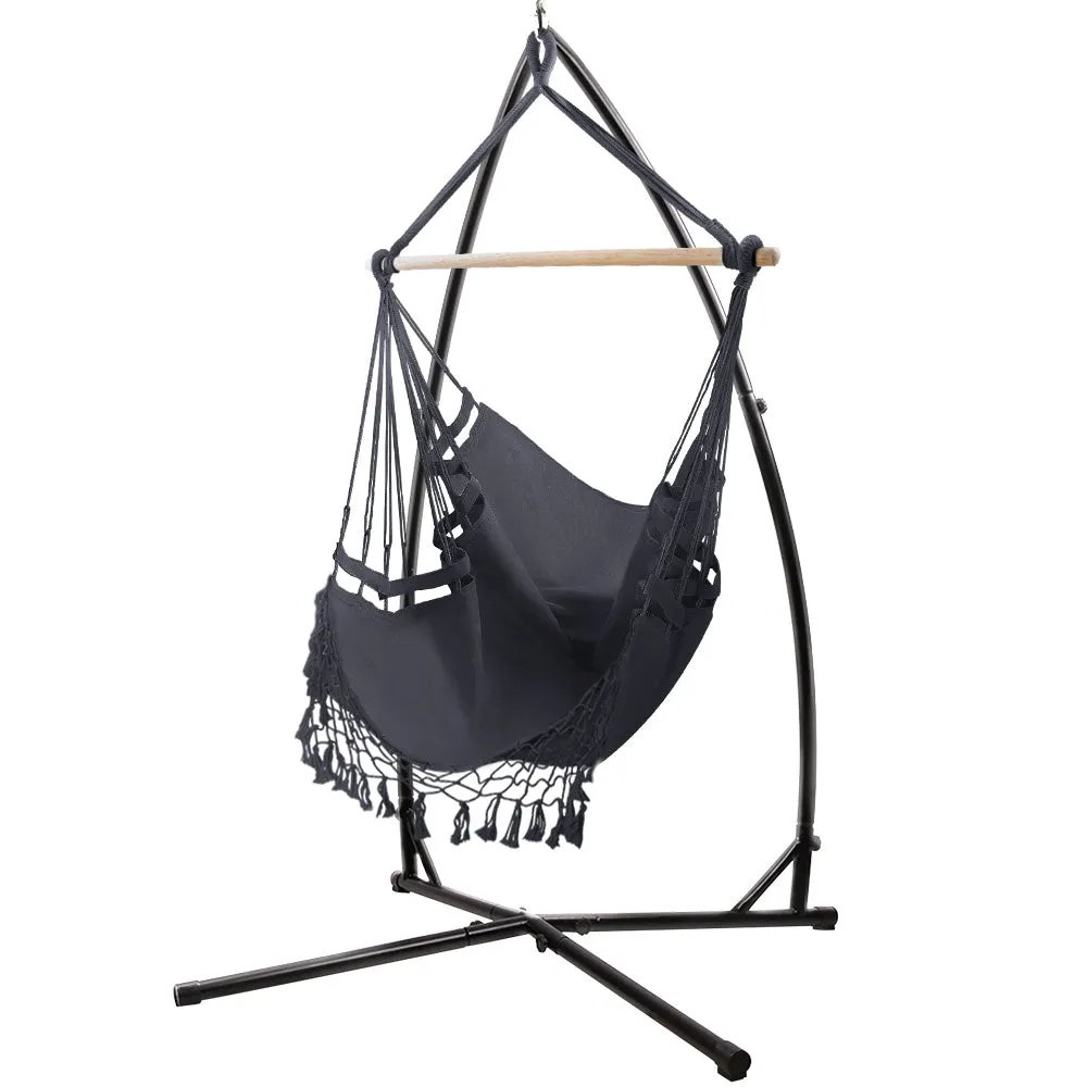 Polyester Cotton Hammock Chair Set with Stand, 360° Rotation - Gardeon