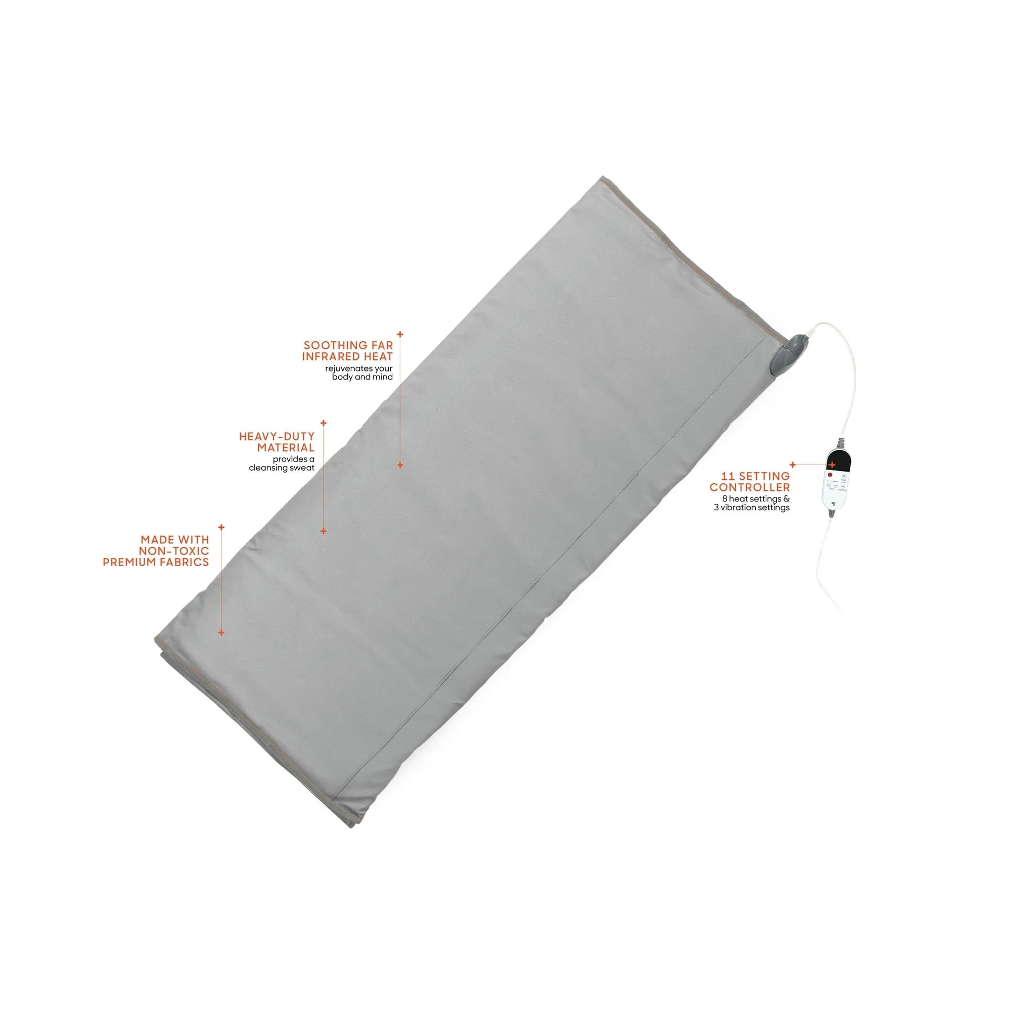 Sharper Image Calming Heat Sauna Wrap, 8 Heat Levels, 3 Massaging Vibrations, Gray