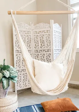 White Woven Macrame Hammock Chair | DIANA